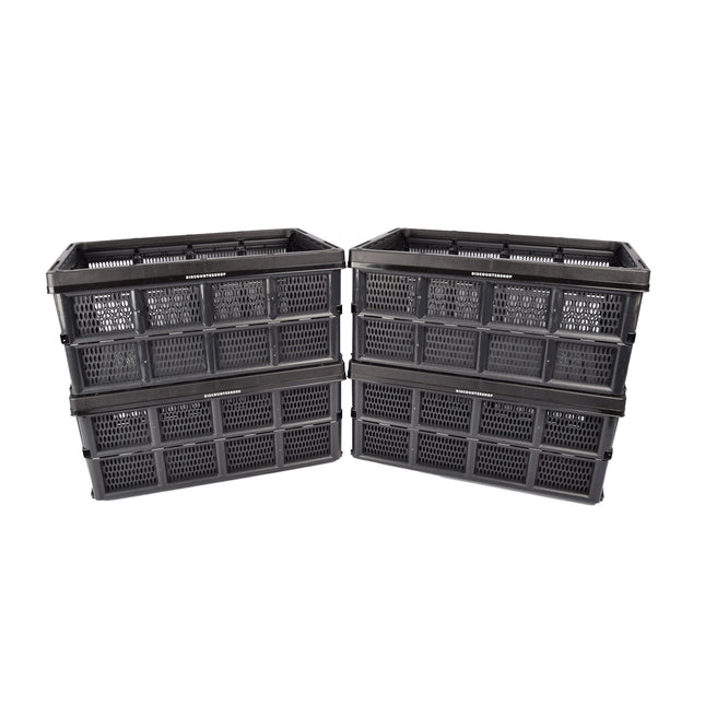 Beste Opslag die Je Kunt Vinden | Set Van 4 Zwarte Vouwkrat 32 Liter Elk | Robuust en Opvouwbaar | 50cm x 21cm x 33cm | Bewaar Je Kostbaarheden Veilig