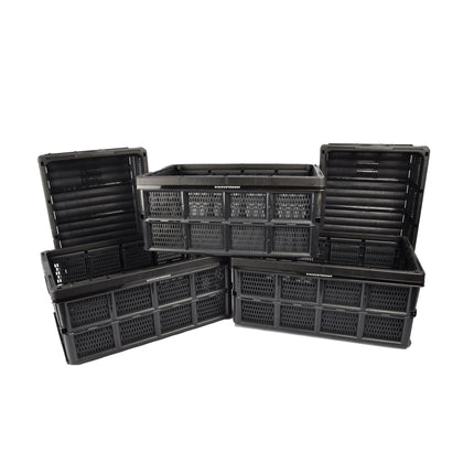 Vertrouwen Opbergen: Zwarte Vouwkrat 32 Liter | 5 Stuks | Innovatief Design Met 50cm x 21cm x 33cm | De Beste Keuze voor het Veilig Bewaren van Je Waardevolle Spullen | Opvouwbaar en Klaar om te Gaan