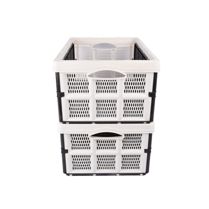 Voortreffelijke Opbergoplossing: Stevige 32L Vouwkrat met Soft Touch Handgrepen | Witte Opbergbox Zonder Deksel | Ideaal voor Thuis Kantoor en Onderweg | 50cm x 21cm x 33cm | Betaalbare Kwaliteit