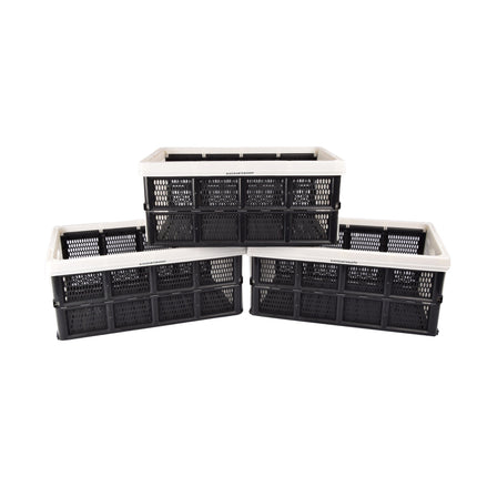 Stevige 32L Vouwkrat zonder Deksel | Witte Opbergbox met Soft-Touch Handgrepen | 50cm x 21cm x 33cm | Ideaal voor Kleding, Gereedschap, Speelgoed en Boodschappen | Ruimtebesparende Oplossing