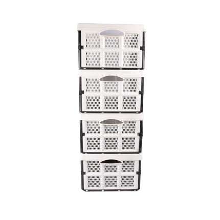 Duurzame 32L Vouwkrat met Soft Touch Handgrepen | 50cm x 21cm x 33cm | Opvouwbare Witte Opbergbox Zonder Deksel | Perfect voor Kleding Boodschappen en Speelgoed | Ideaal voor Opslag en Transport 