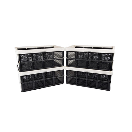 Duurzame 32L Vouwkrat met Soft Touch Handgrepen | 50cm x 21cm x 33cm | Opvouwbare Witte Opbergbox Zonder Deksel | Perfect voor Kleding Boodschappen en Speelgoed | Ideaal voor Opslag en Transport 