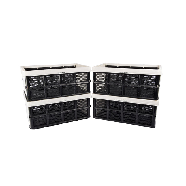 Duurzame 32L Vouwkrat met Soft Touch Handgrepen | 50cm x 21cm x 33cm | Opvouwbare Witte Opbergbox Zonder Deksel | Perfect voor Kleding Boodschappen en Speelgoed | Ideaal voor Opslag en Transport 