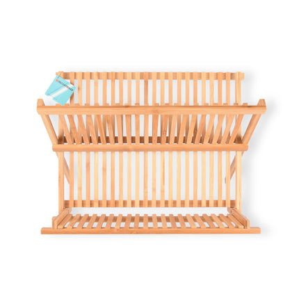 Stijlvol Afdruiprekje voor een Georganiseerde Keuken | Opklapbaar - Licht Bruin - Bamboo | 42cm x 26cm x 31cm