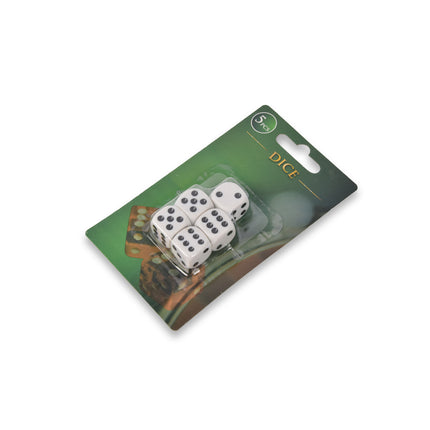 Kwalitatieve Hoogwaardige Dobbelstenen Set van 5 Stuks - Plastic Speelstenen - Wit/Zwart - 1.5cm x 1.5cm - 25g