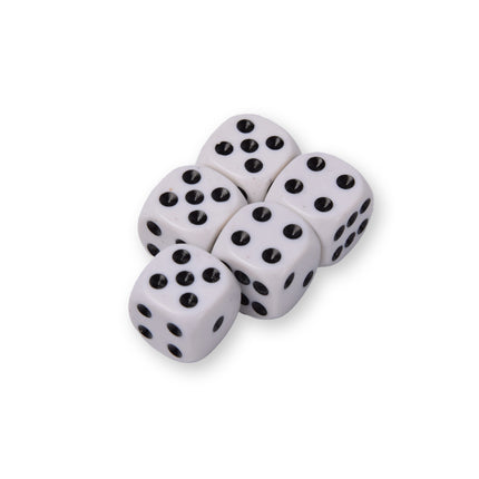 Kwalitatieve Hoogwaardige Dobbelstenen Set van 5 Stuks - Plastic Speelstenen - Wit/Zwart - 1.5cm x 1.5cm - 25g