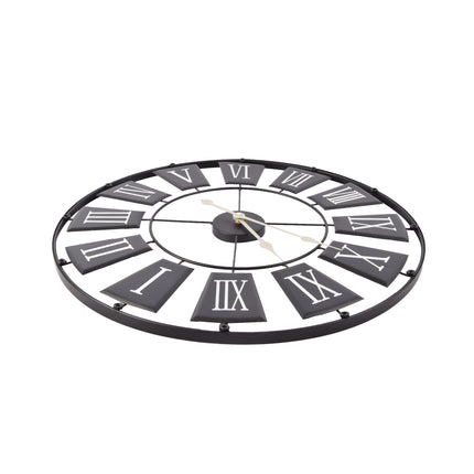 Moderne Zwarte Metalen Wandklok | 70 cm Diameter | 2.5cm Dikte | Elegante Klok Voor Kantoor Woonkamer Slaapkamer en Keuken | Grote Muur Klok Met AA Batterij 