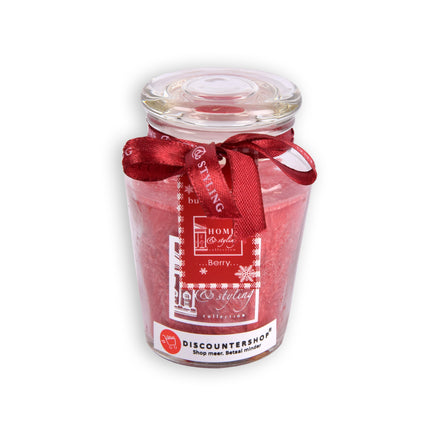 Enkele Rode Geurkaars Van Hoogwaardige Kwaliteit - 4.5cm x 7.5cm x 8.2Cm - 220g - 11 uur Brandtijd - Met Besgeur - Van Glas En Rubber.