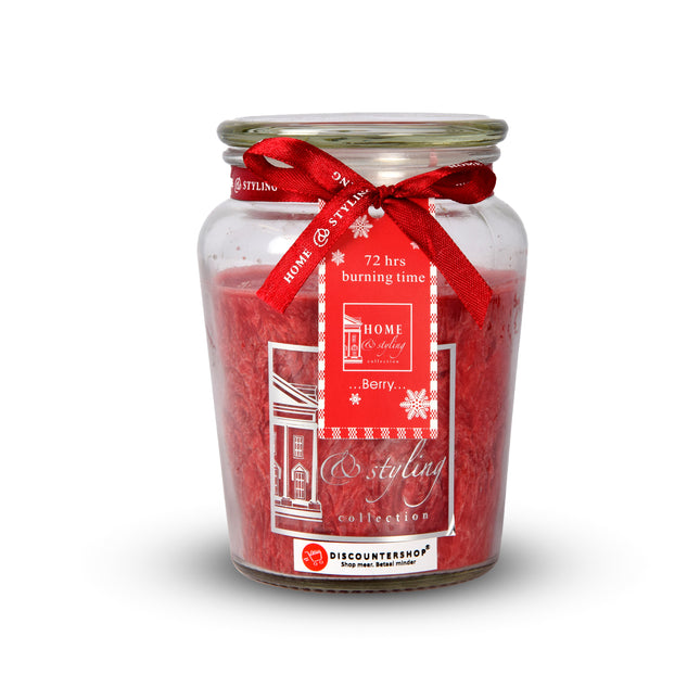Geurkaars | in Mason Jar | kaars | Sfeerkaarsen | Geur:Bes | rood | 72 uur Branduren | 14.50cm*8.5cm