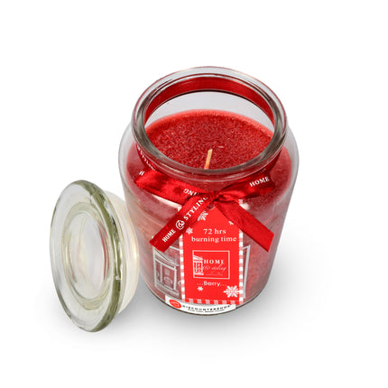 Geurkaars | in Mason Jar | kaars | Sfeerkaarsen | Geur:Bes | rood | 72 uur Branduren | 14.50cm*8.5cm