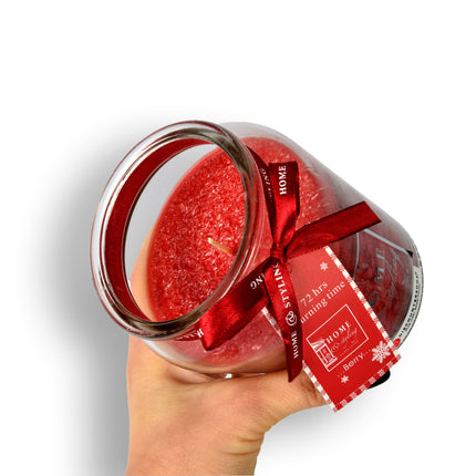 Geurkaars | in Mason Jar | kaars | Sfeerkaarsen | Geur:Bes | rood | 72 uur Branduren | 14.50cm*8.5cm