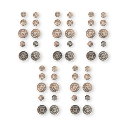50-Delige Collectie van Hoogwaardige Knoopcellen en Batterijen - Zilverkleurig, 1.5V Voltage - Inclusief AG1, AG3, AG12, AG13, AG4 en AG10.