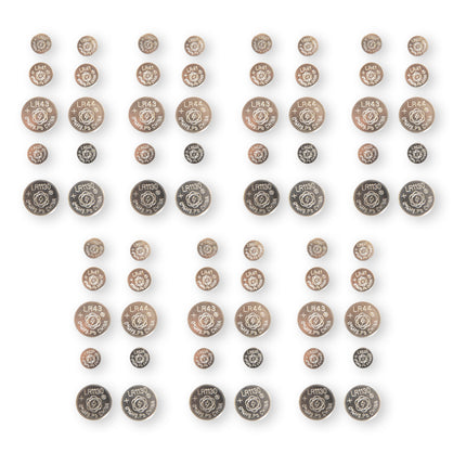 Set van 70 Hoogwaardige Knoopcellen en Batterijen - Alkaline en Lithium, Zilver, 1.5V, met AG1, AG3, AG12, AG13, AG4 en AG10.