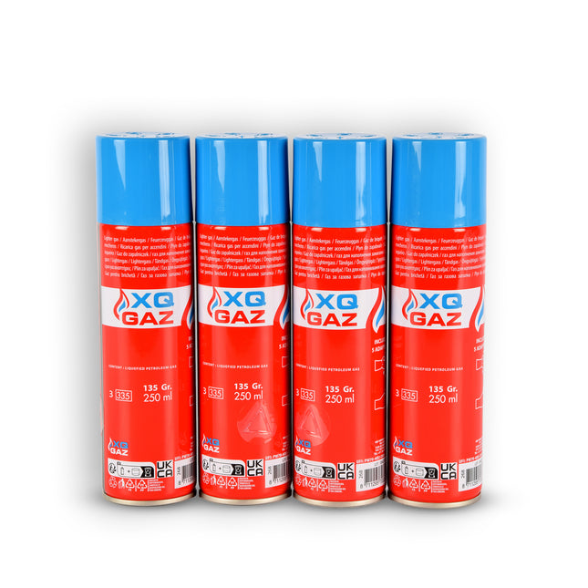 4 Stuks | Aanstekergas | Butaan Gasfles | Rood & Blauw | Gasvulling | Navulgas | 250 ml Met 5 Adapters