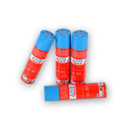 4 Stuks | Aanstekergas | Butaan Gasfles | Rood & Blauw | Gasvulling | Navulgas | 250 ml Met 5 Adapters