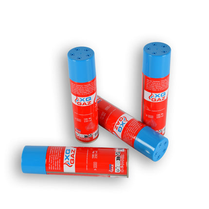 4 Stuks | Aanstekergas | Butaan Gasfles | Rood & Blauw | Gasvulling | Navulgas | 250 ml Met 5 Adapters