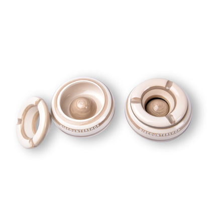 2x Stijlvolle Aardewerk Asbak 11cm x 6cm Beige - Perfect Rookaccessoire