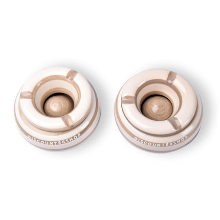 2x Stijlvolle Aardewerk Asbak 11cm x 6cm Beige - Perfect Rookaccessoire