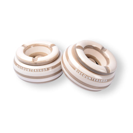 2x Stijlvolle Aardewerk Asbak 11cm x 6cm Beige - Perfect Rookaccessoire