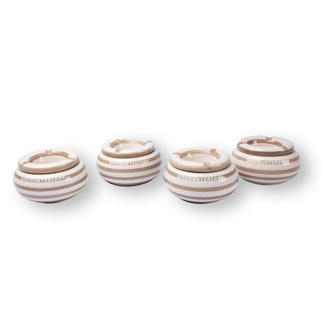4x Stijlvolle Aardewerk Asbak 11cm x 6cm Beige - Perfect Rookaccessoire