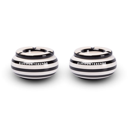 2x Stijlvolle Aardewerk Asbak 11cm x 6cm Zwart - Perfect Rookaccessoire