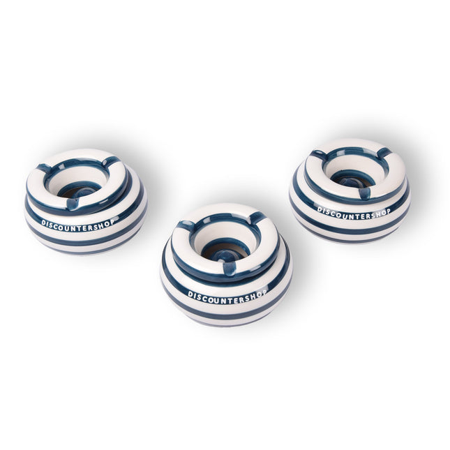 3x Stijlvolle Aardewerk Asbak 11cm x 6cm blauw - Perfect Rookaccessoire