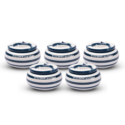 5x Stijlvolle Aardewerk Asbak 11cm x 6cm blauw - Perfect Rookaccessoire