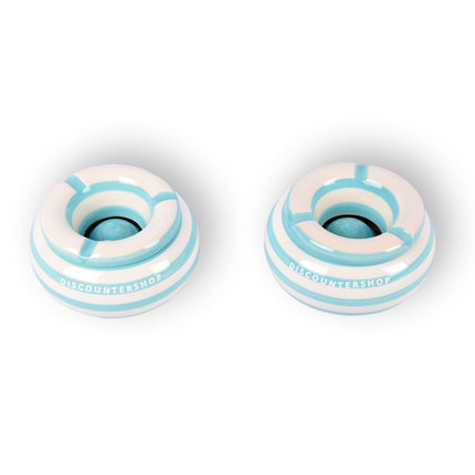 2x Stijlvolle Aardewerk Asbak 11cm x 6cm turquoise - Perfect Rookaccessoire