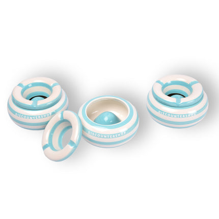 3x Stijlvolle Aardewerk Asbak 11cm x 6cm turquoise - Perfect Rookaccessoire