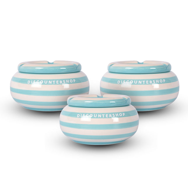 3x Stijlvolle Aardewerk Asbak 11cm x 6cm turquoise - Perfect Rookaccessoire