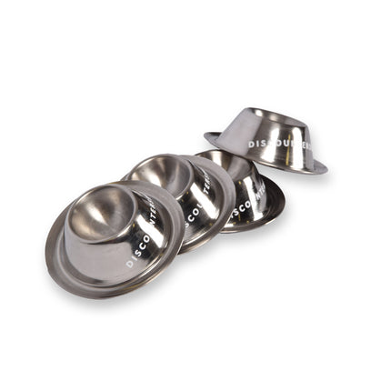 Stijlvolle RVS 1x Pasen Eierdopjes Set van 4 - Luxe Rondvormige Eierhouders in Zilver, 8.5 cm diameter, 3.5 cm hoog, 150gm