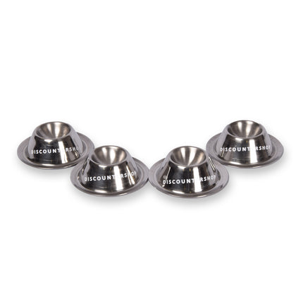Stijlvolle RVS 1x Pasen Eierdopjes Set van 4 - Luxe Rondvormige Eierhouders in Zilver, 8.5 cm diameter, 3.5 cm hoog, 150gm