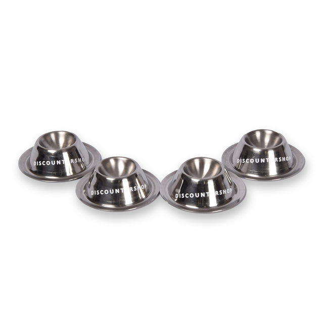 Stijlvolle RVS 1x Pasen Eierdopjes Set van 4 - Luxe Rondvormige Eierhouders in Zilver, 8.5 cm diameter, 3.5 cm hoog, 150gm