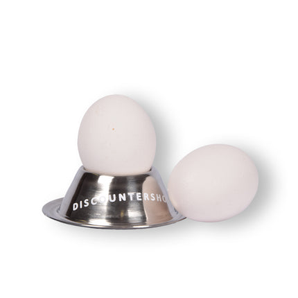 Stijlvolle RVS 1x Pasen Eierdopjes Set van 4 - Luxe Rondvormige Eierhouders in Zilver, 8.5 cm diameter, 3.5 cm hoog, 150gm