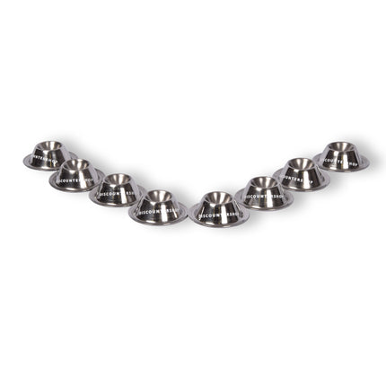 Stijlvolle RVS 2x Pasen  Eierdopjes Set van 8 - Luxe Rondvormige Eierhouders in Zilver, 8.5 cm diameter, 3.5 cm hoog, 300gm