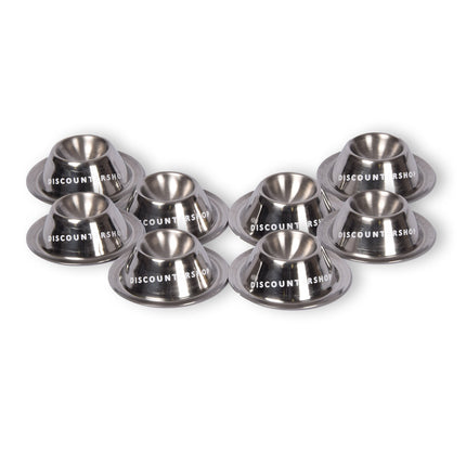 Stijlvolle RVS 2x Pasen  Eierdopjes Set van 8 - Luxe Rondvormige Eierhouders in Zilver, 8.5 cm diameter, 3.5 cm hoog, 300gm