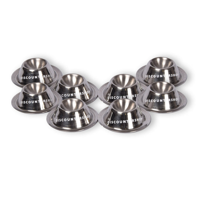 Stijlvolle RVS 2x Pasen  Eierdopjes Set van 8 - Luxe Rondvormige Eierhouders in Zilver, 8.5 cm diameter, 3.5 cm hoog, 300gm