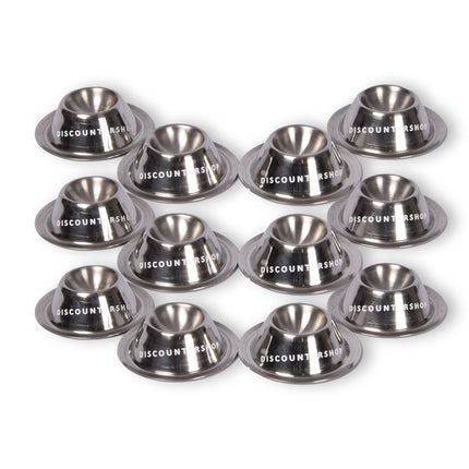 Stijlvolle RVS 3x Pasen Eierdopjes Set van 12 - Luxe Rondvormige Eierhouders in Zilver, 8.5 cm diameter, 3.5 cm hoog, 300gm