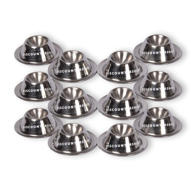 Stijlvolle RVS 3x Pasen Eierdopjes Set van 12 - Luxe Rondvormige Eierhouders in Zilver, 8.5 cm diameter, 3.5 cm hoog, 300gm