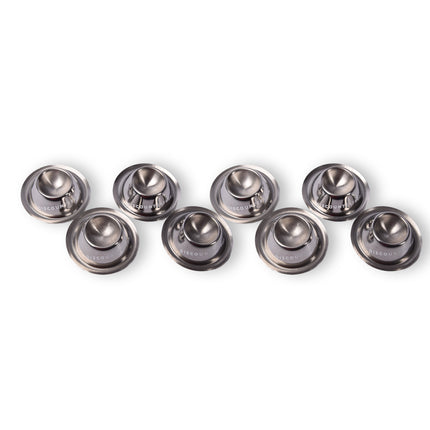Stijlvolle RVS 2x Pasen  Eierdopjes Set van 8 - Luxe Rondvormige Eierhouders in Zilver, 8.5 cm diameter, 3.5 cm hoog, 300gm