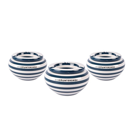 3 Stuks Blauwe Pottery Asbakken van Hoogwaardige Kwaliteit - Voor Zowel Binnen als Buiten - Gewicht: 1695g - Hoogte: 7.5cm - Diameter: 14cm