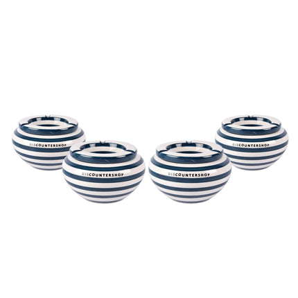 Luxe Blauwe Aardewerken Asbakken - Set van 4 - Geschikt voor Binnen & Buiten - 7.5cm Hoogte - 14cm Diameter