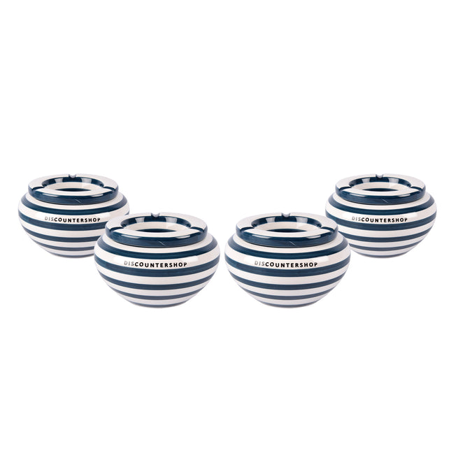 Luxe Blauwe Aardewerken Asbakken - Set van 4 - Geschikt voor Binnen & Buiten - 7.5cm Hoogte - 14cm Diameter