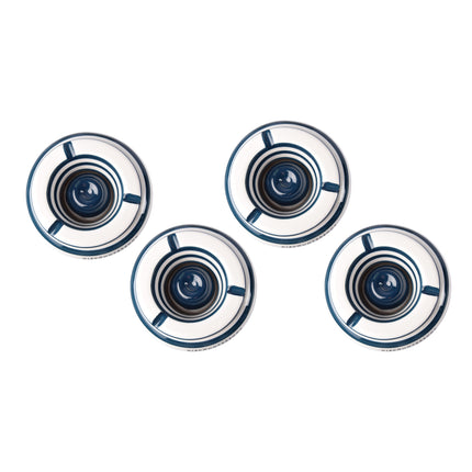 Luxe Blauwe Aardewerken Asbakken - Set van 4 - Geschikt voor Binnen & Buiten - 7.5cm Hoogte - 14cm Diameter
