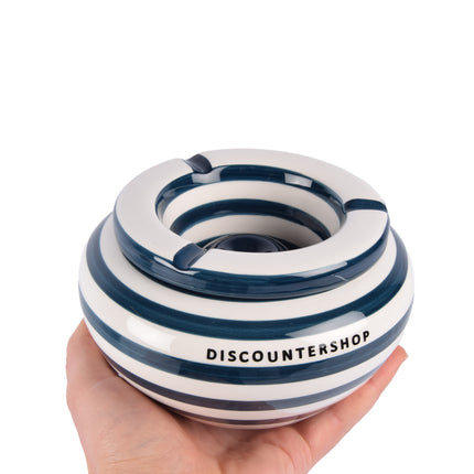 Luxe Blauwe Aardewerken Asbakken - Set van 4 - Geschikt voor Binnen & Buiten - 7.5cm Hoogte - 14cm Diameter