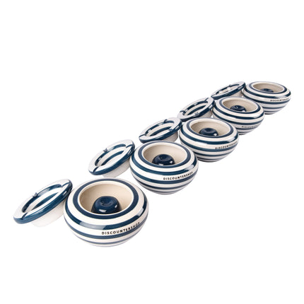 5-delige Set Hoogwaardige Blauwe Aardewerken Asbakken - Geschikt voor Binnen Gebruik - Stormasbak - 14cm x 7.5cm 