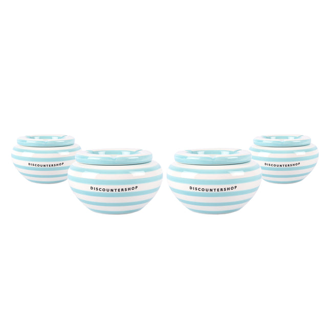 Functionele Turquoise Stormasbakken - Set van 4 Aardewerken Sigarettenasbakken - Diameter 14cm voor Zowel Binnen als Buiten