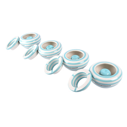 Functionele Turquoise Stormasbakken - Set van 4 Aardewerken Sigarettenasbakken - Diameter 14cm voor Zowel Binnen als Buiten