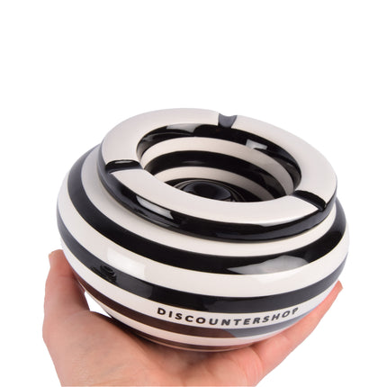 Elegante Zwarte Aardewerken Sigarettenasbak voor Binnengebruik - 1x Asbak van 565g - Maat: 7,5cm x 14cm
