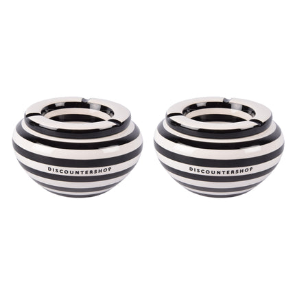 Duo Zwarte Aardewerken Asbakken - Sterk en Handig - Asbak - 7.5cm Hoogte x 14cm Diameter